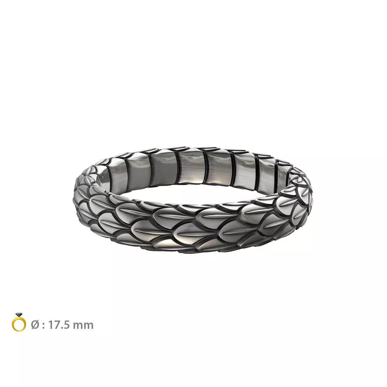 N024-02 Snake large texture ring 3D print model_0