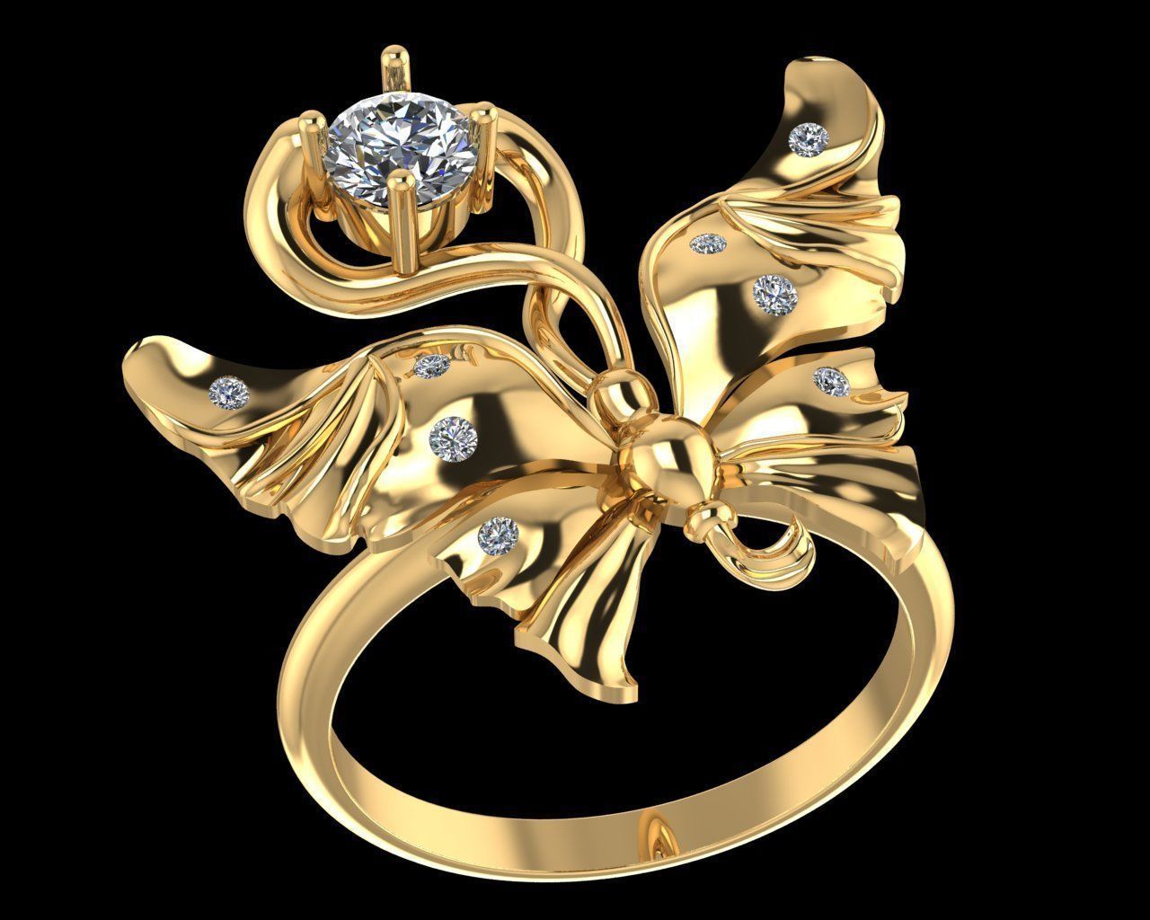 Butterfly Ring  3D print model_3