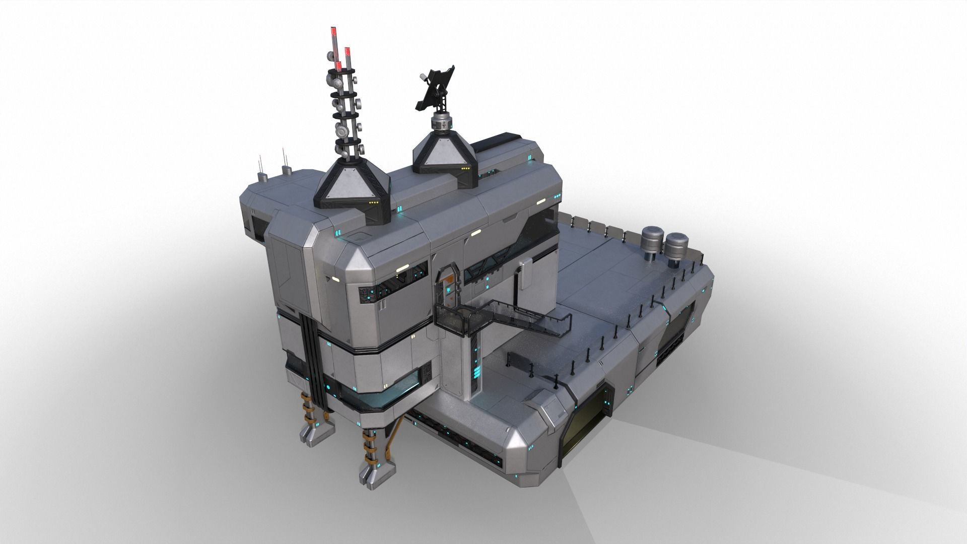 Space building Low-poly 3D model_12