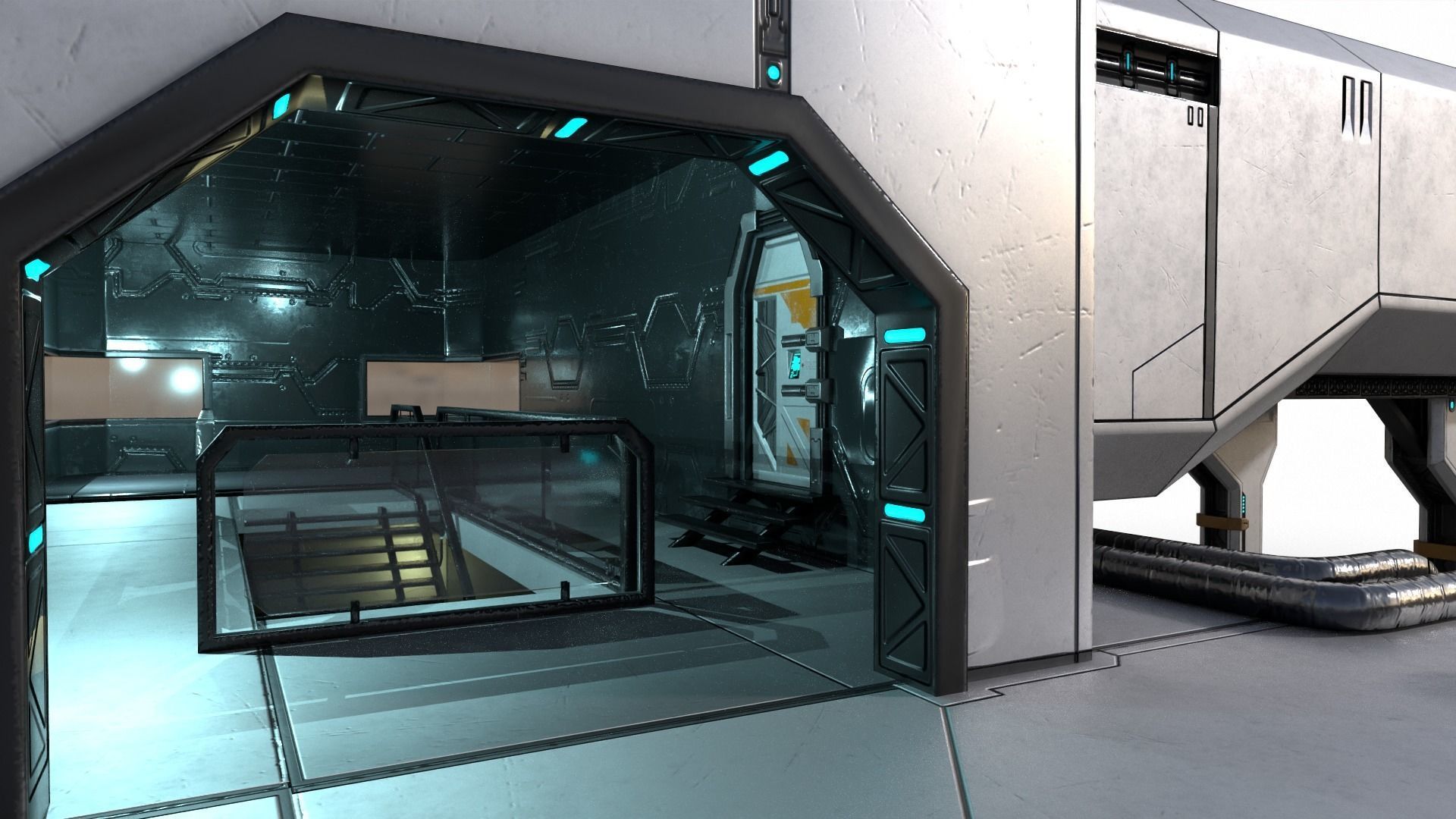 Space building Low-poly 3D model_14