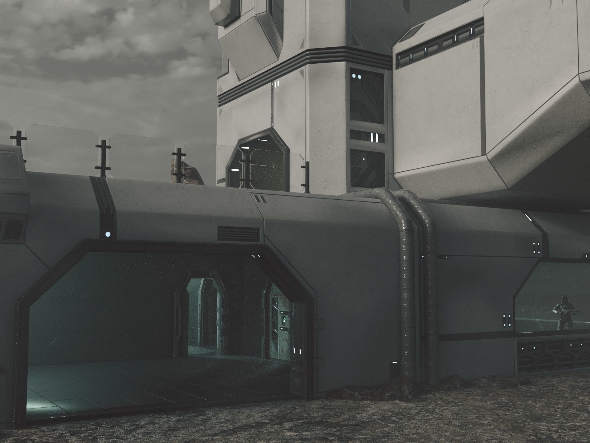 Space building Low-poly 3D model_8