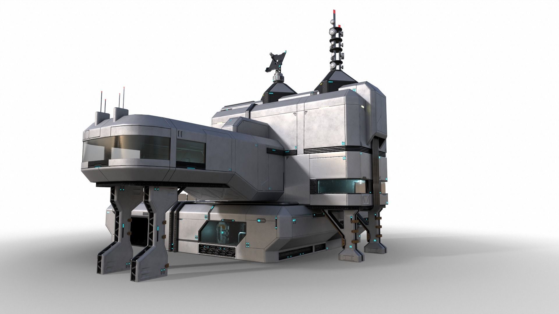 Space building Low-poly 3D model_10