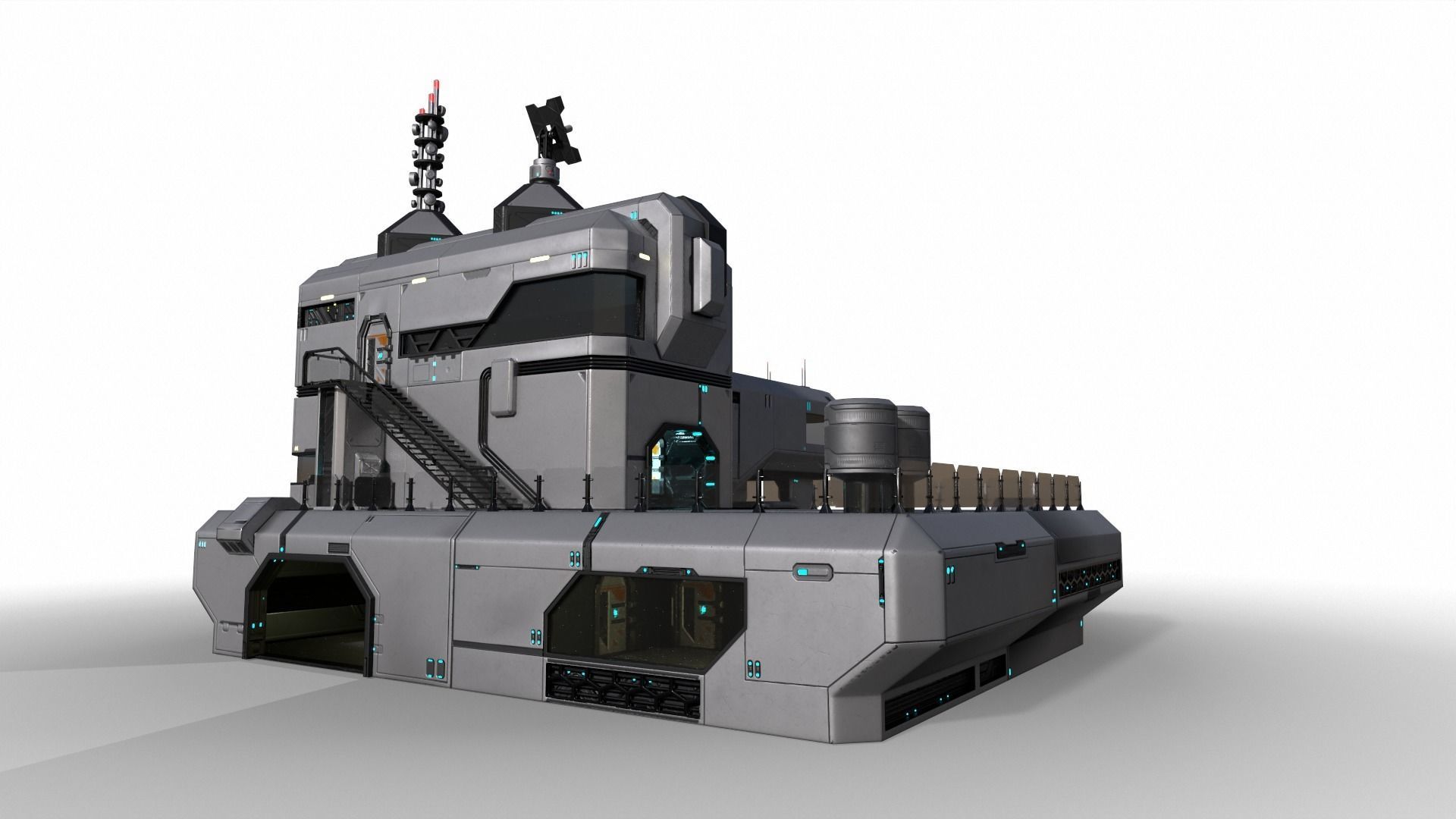 Space building Low-poly 3D model_9