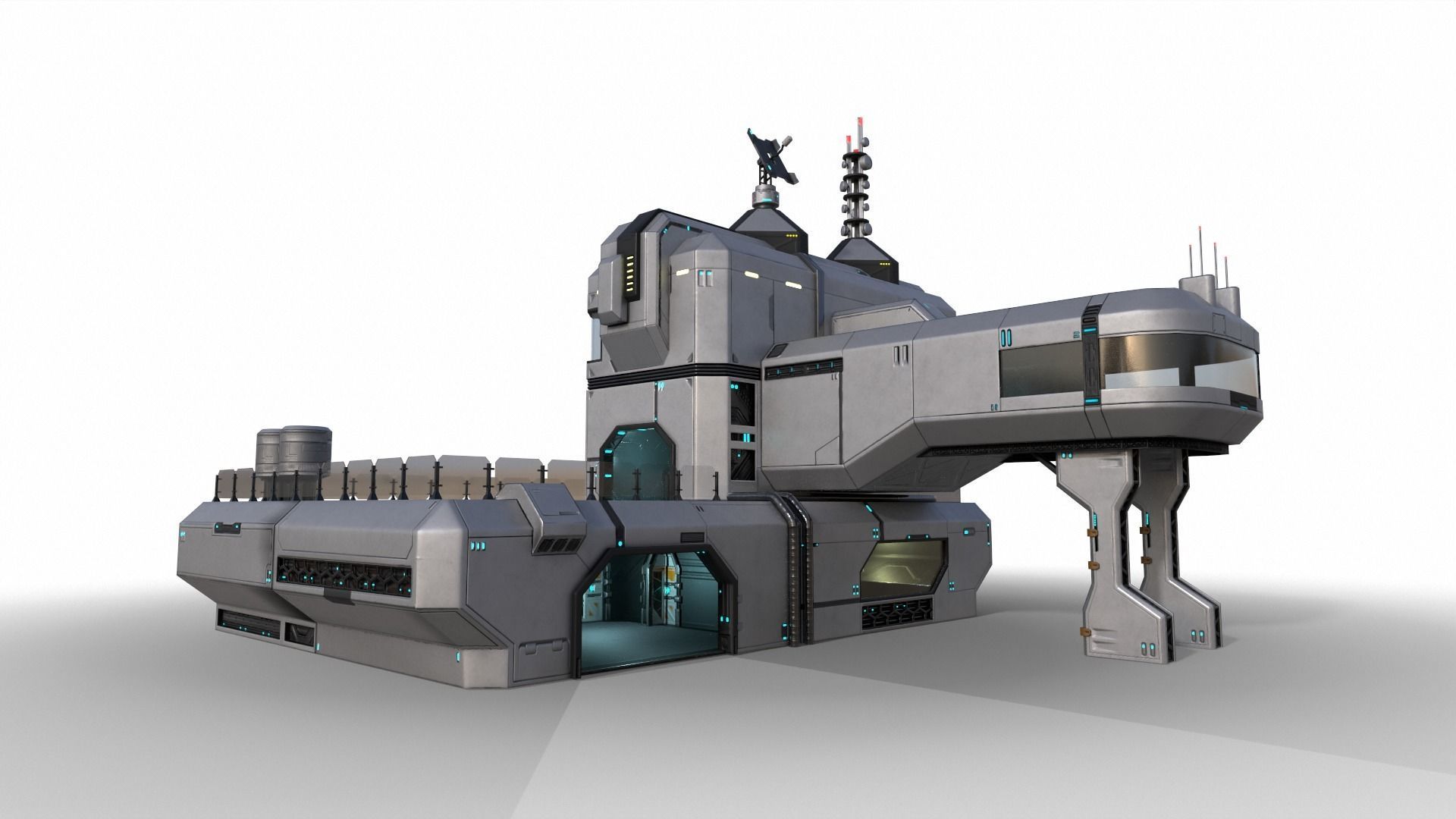 Space building Low-poly 3D model_0