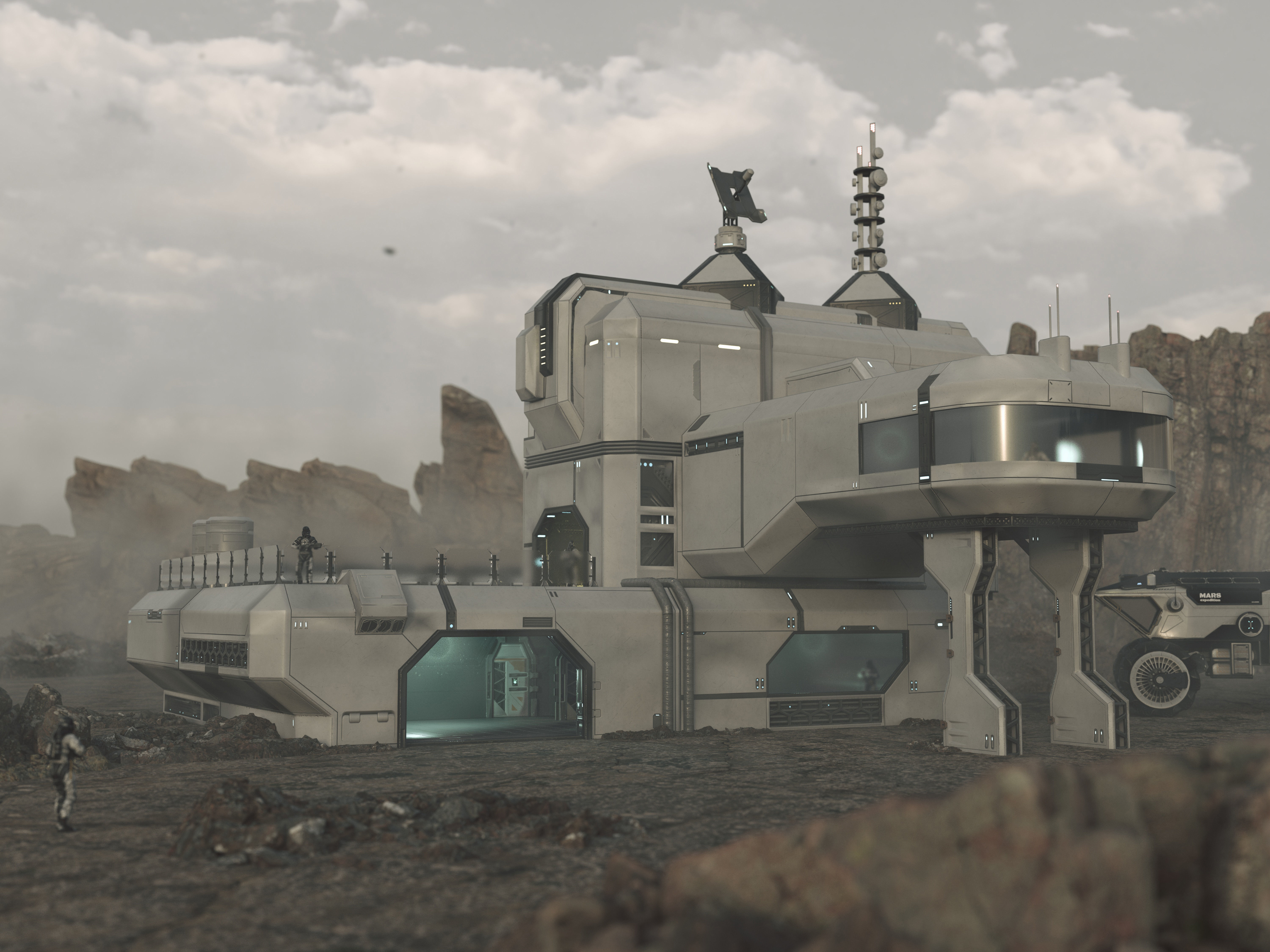 Space building Low-poly 3D model_4