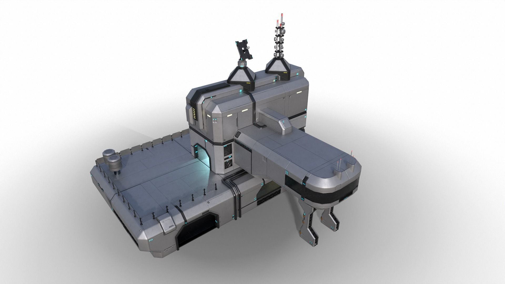 Space building Low-poly 3D model_11