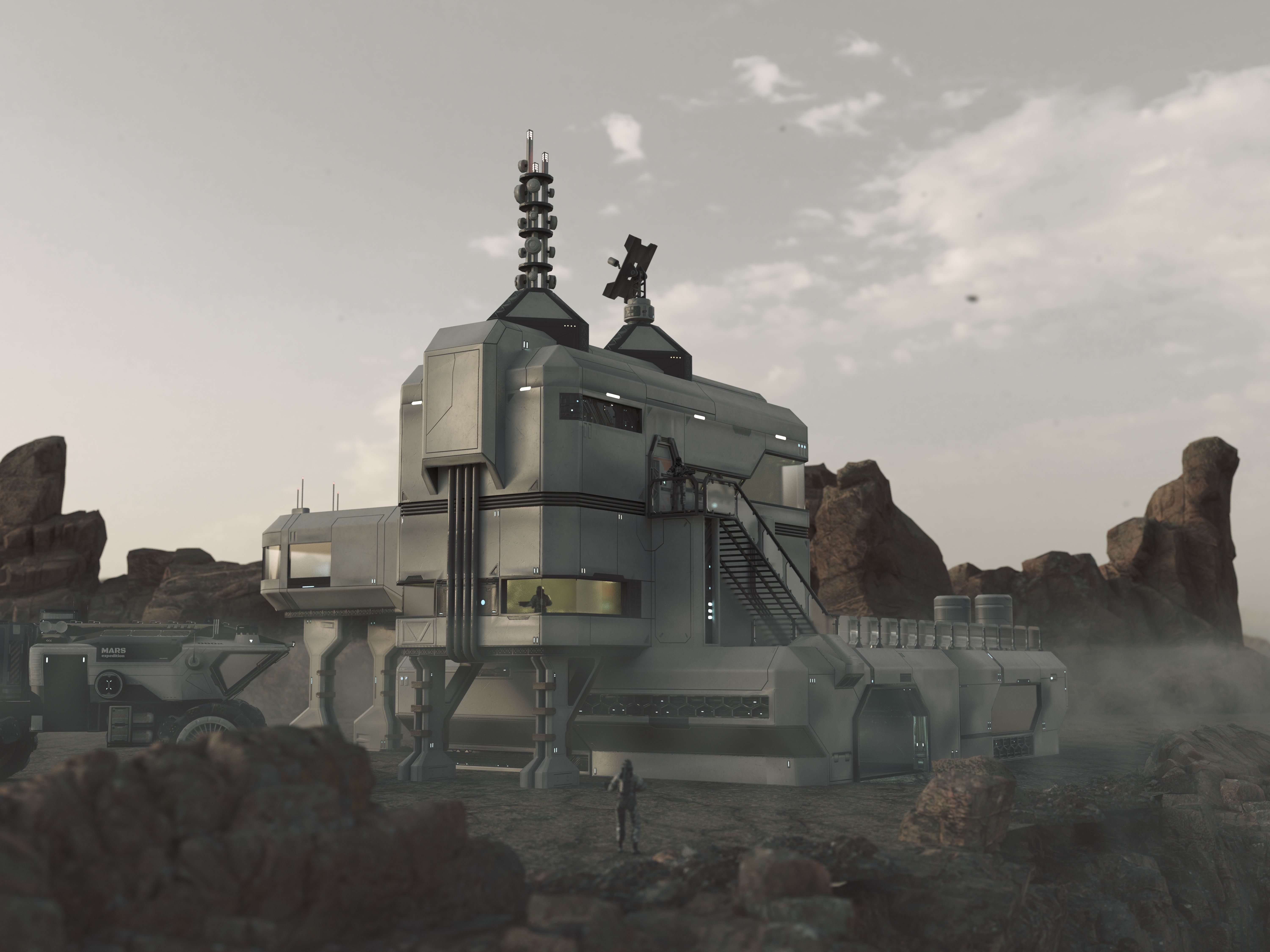 Space building Low-poly 3D model_5