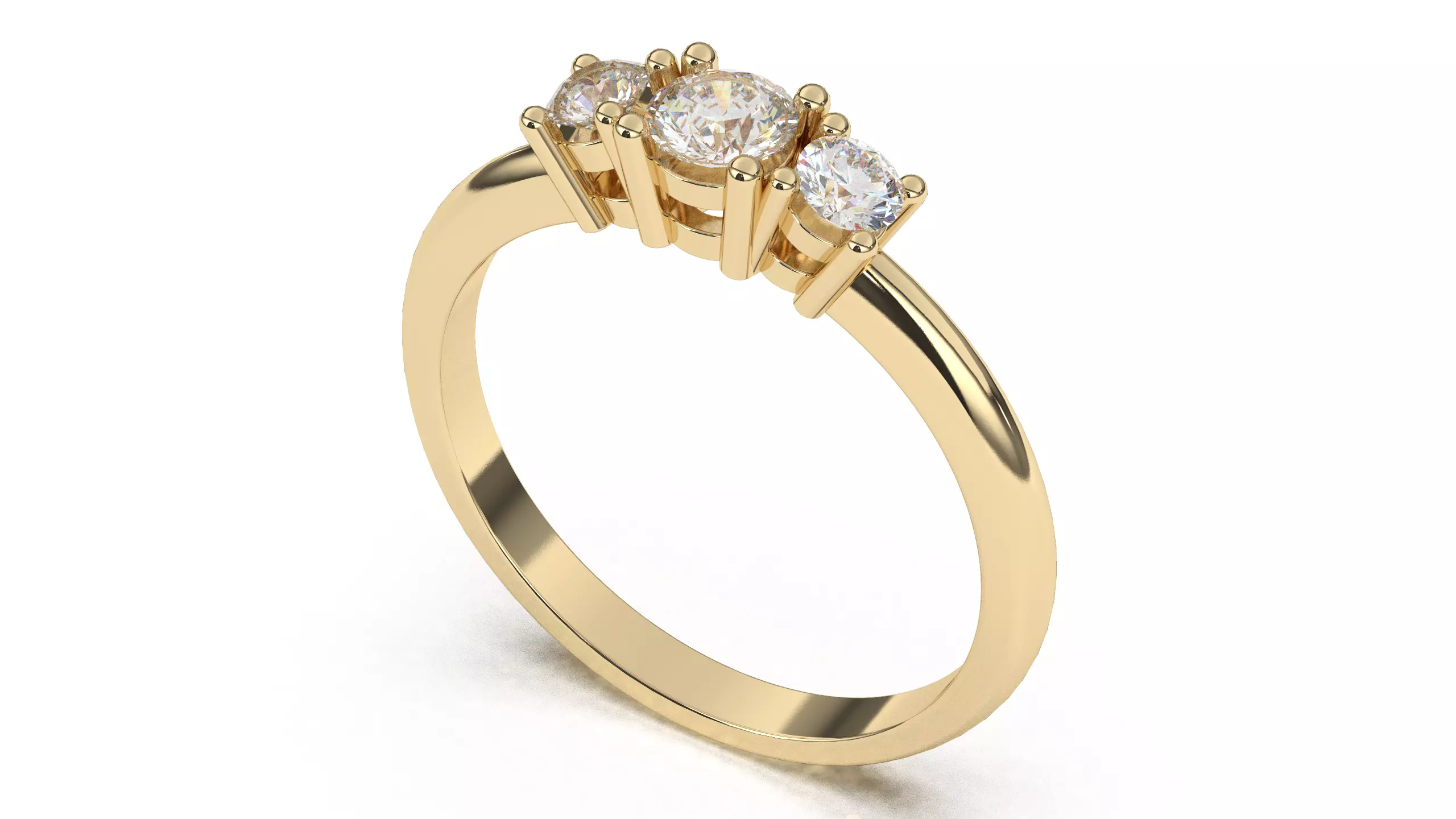 3 stones Diamonds Engagement Ring 3D print model_0
