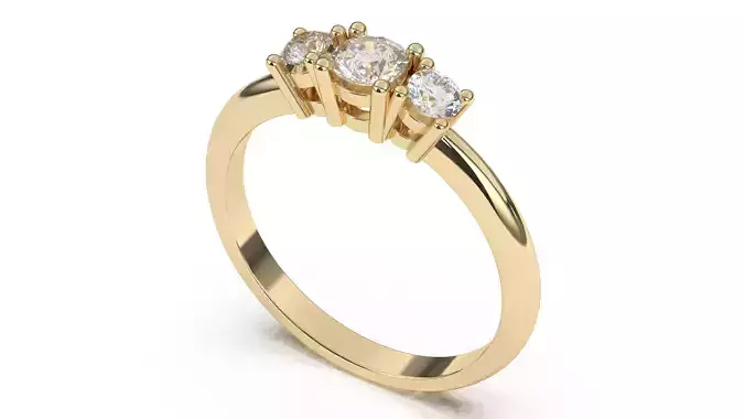 3 stones Diamonds Engagement Ring 3D print model