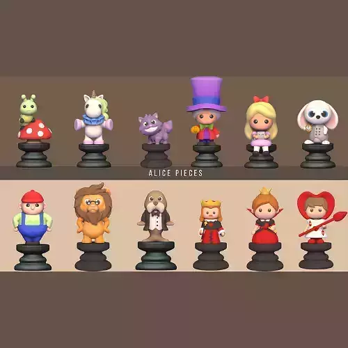 Alice Chess Pieces 3D print model