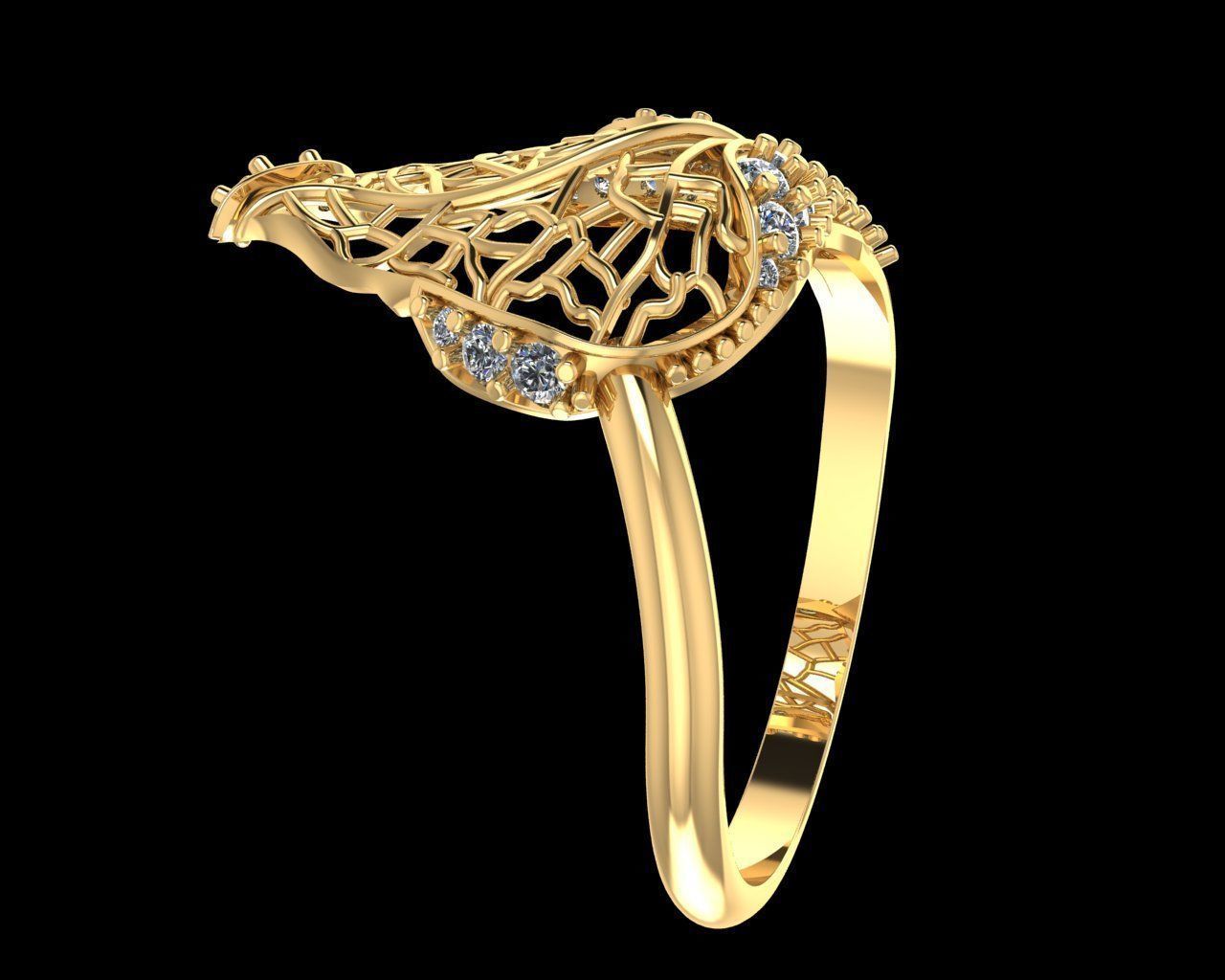 Leaves Ring 3D print model_8