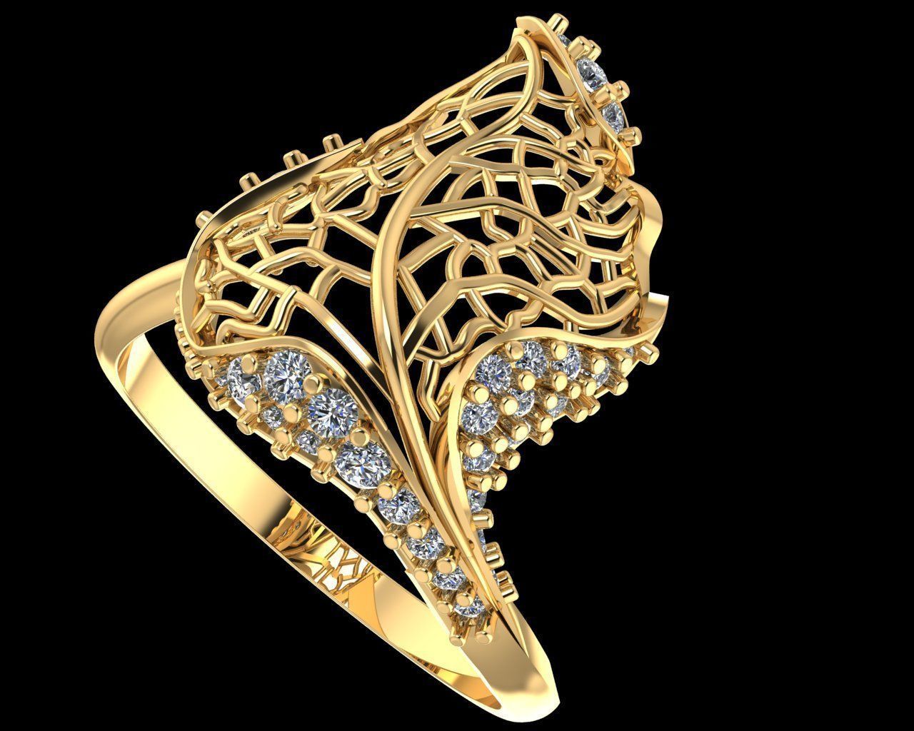 Leaves Ring 3D print model_3