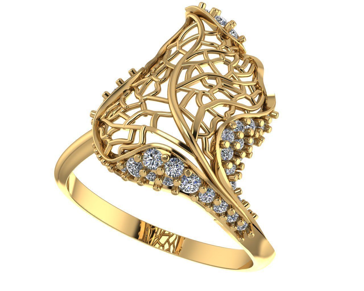 Leaves Ring 3D print model_2