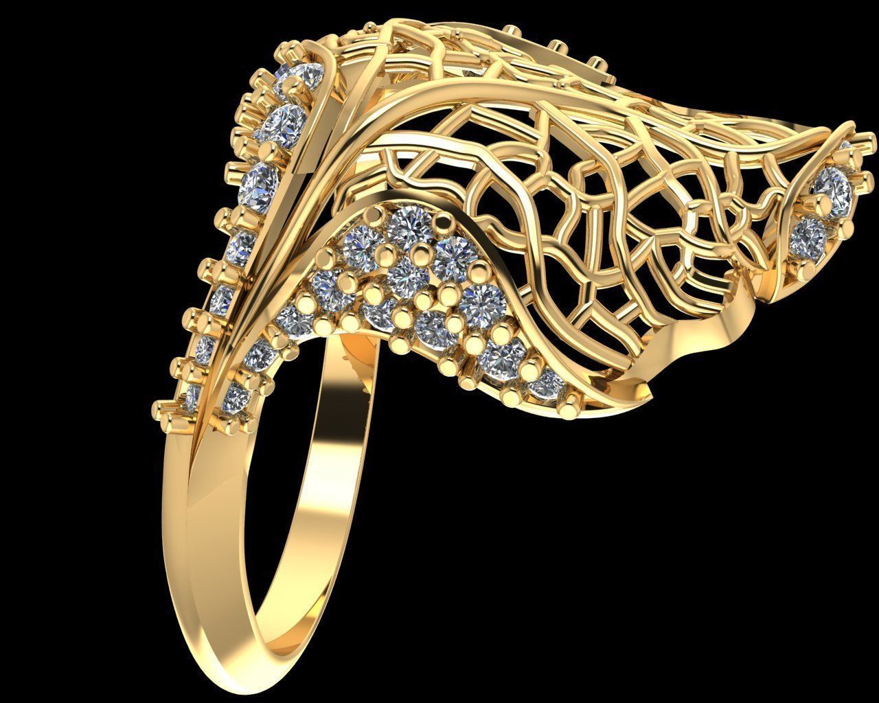 Leaves Ring 3D print model_10