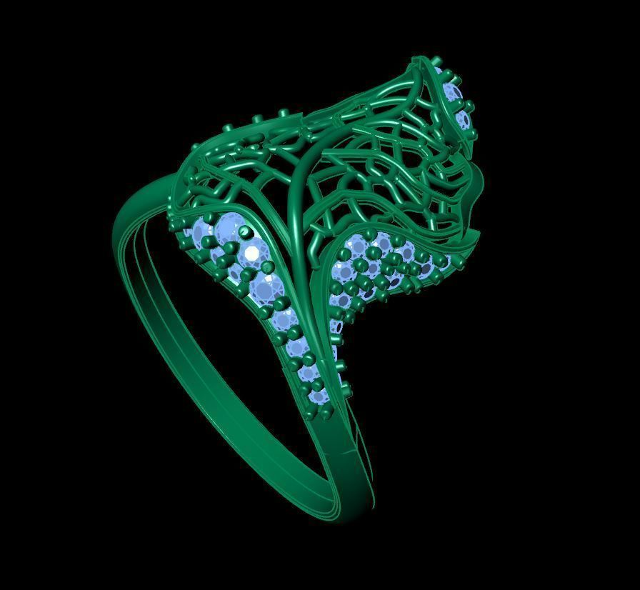 Leaves Ring 3D print model_6