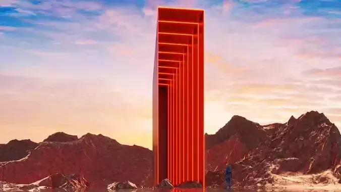 Futuristic sci-fi art Portal in Wastelands 3D model