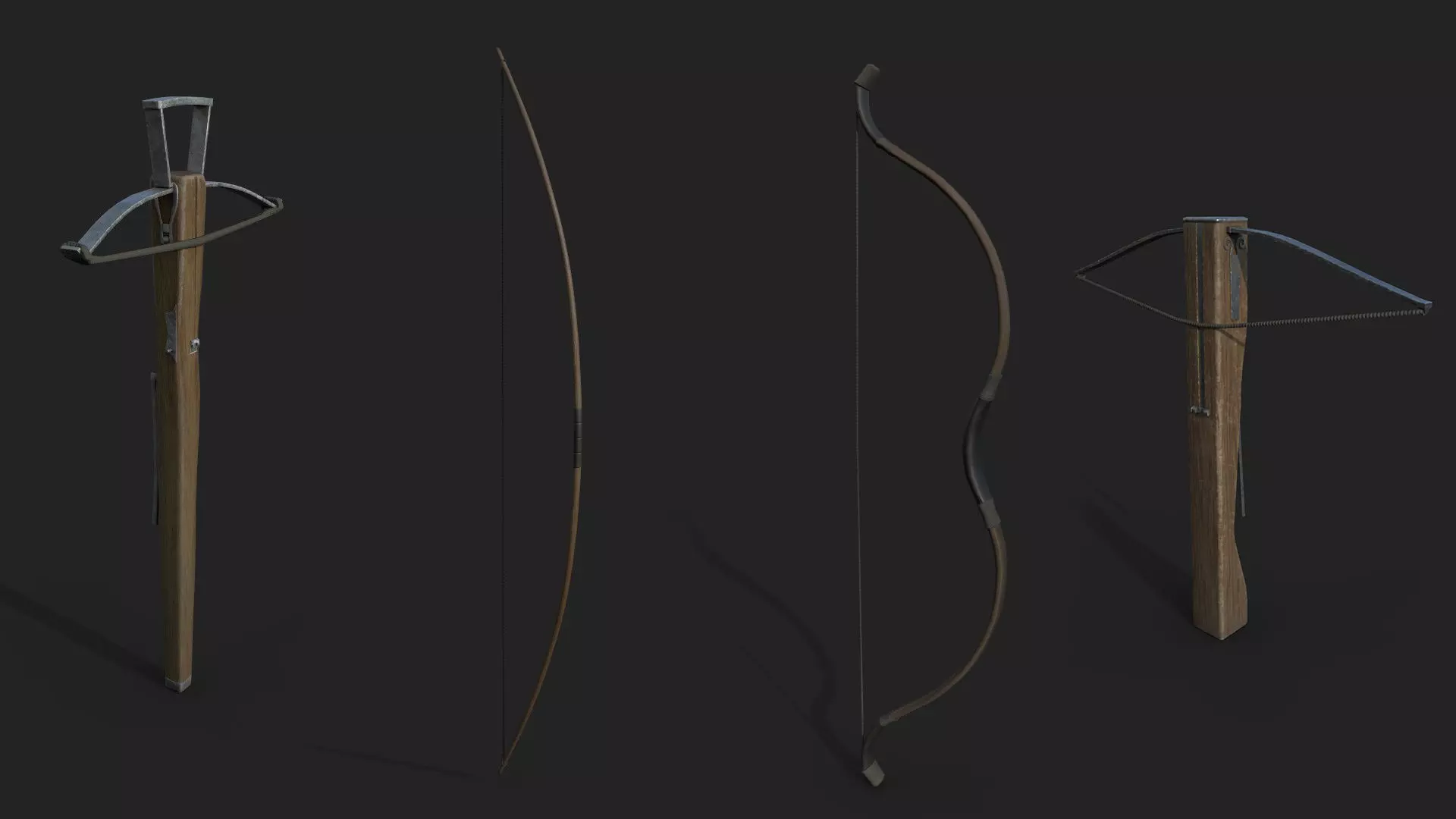 Realistic Medieval Ranged Weapons Low-poly 3D model_0