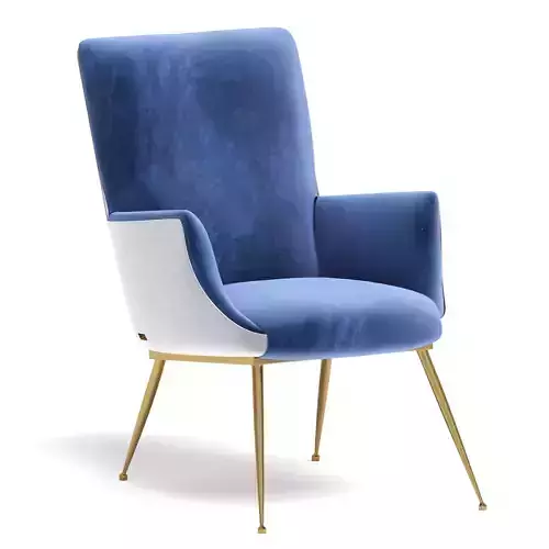Chandler C velvet armchair with gold legs 3D model
