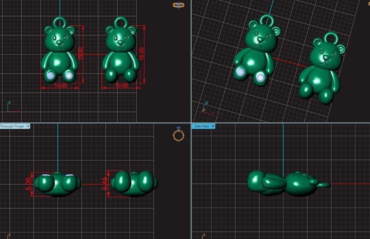 Teddy Pendant 3D print model_3
