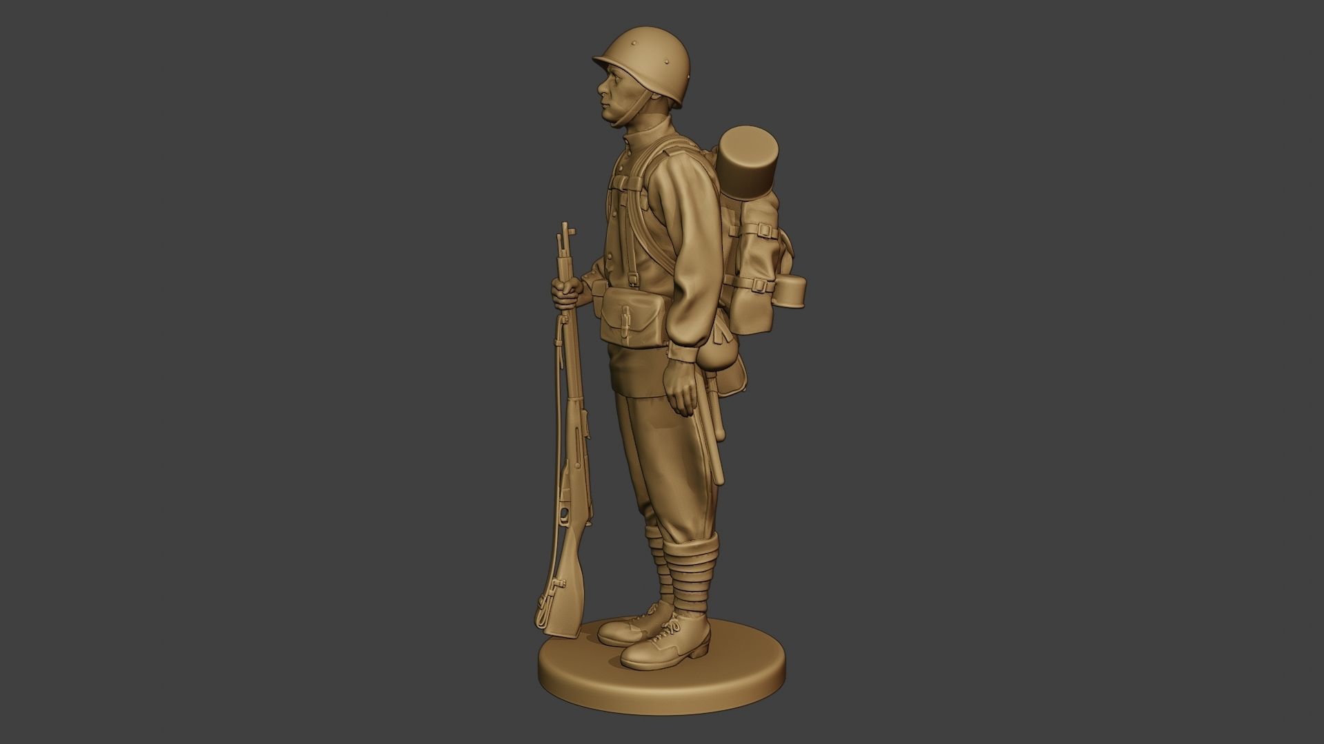 Russian soldier ww2 Attention R1 3D print model_3