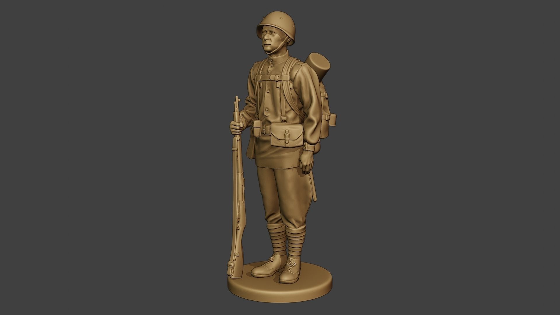 Russian soldier ww2 Attention R1 3D print model_2