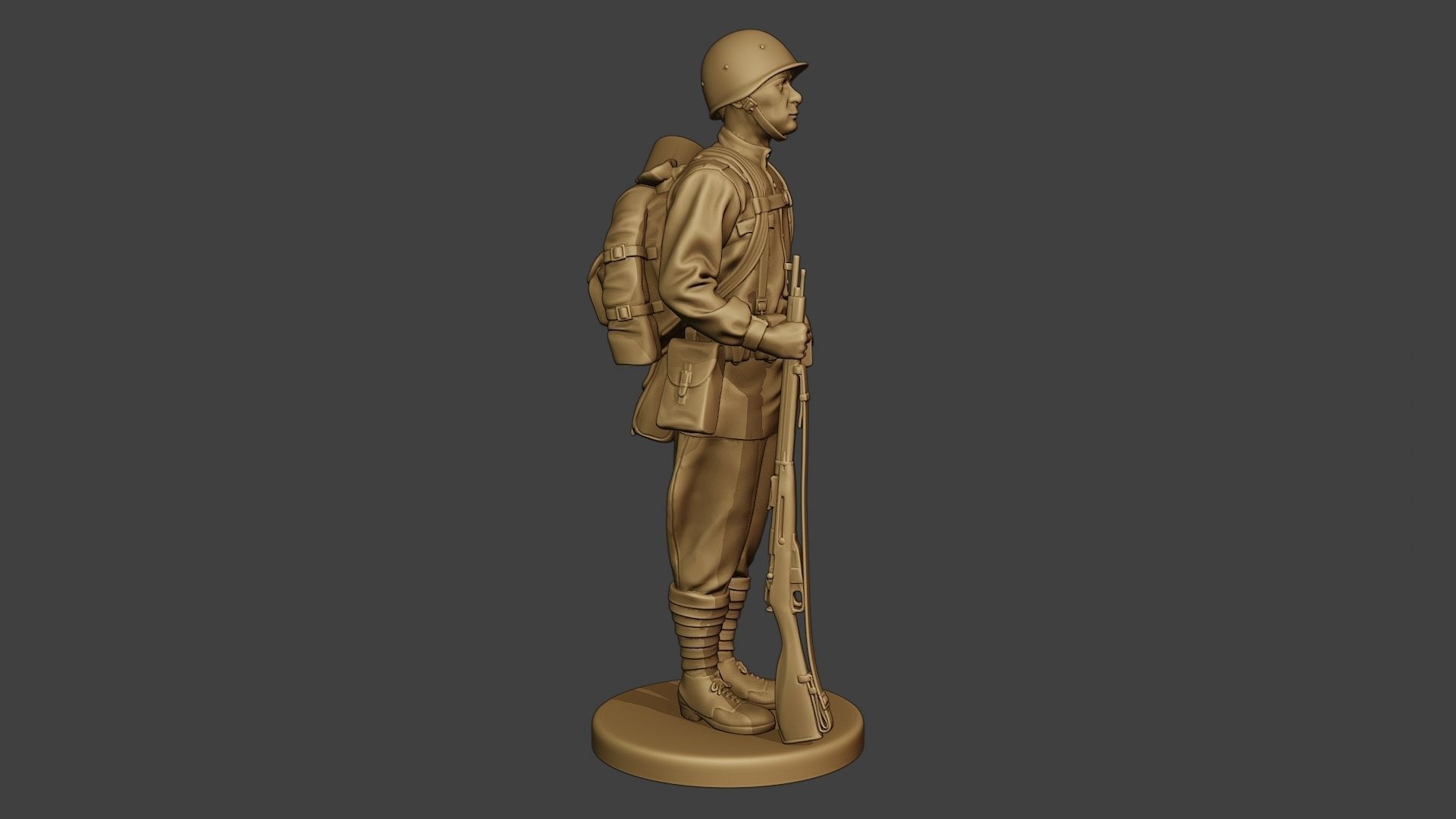 Russian soldier ww2 Attention R1 3D print model_9