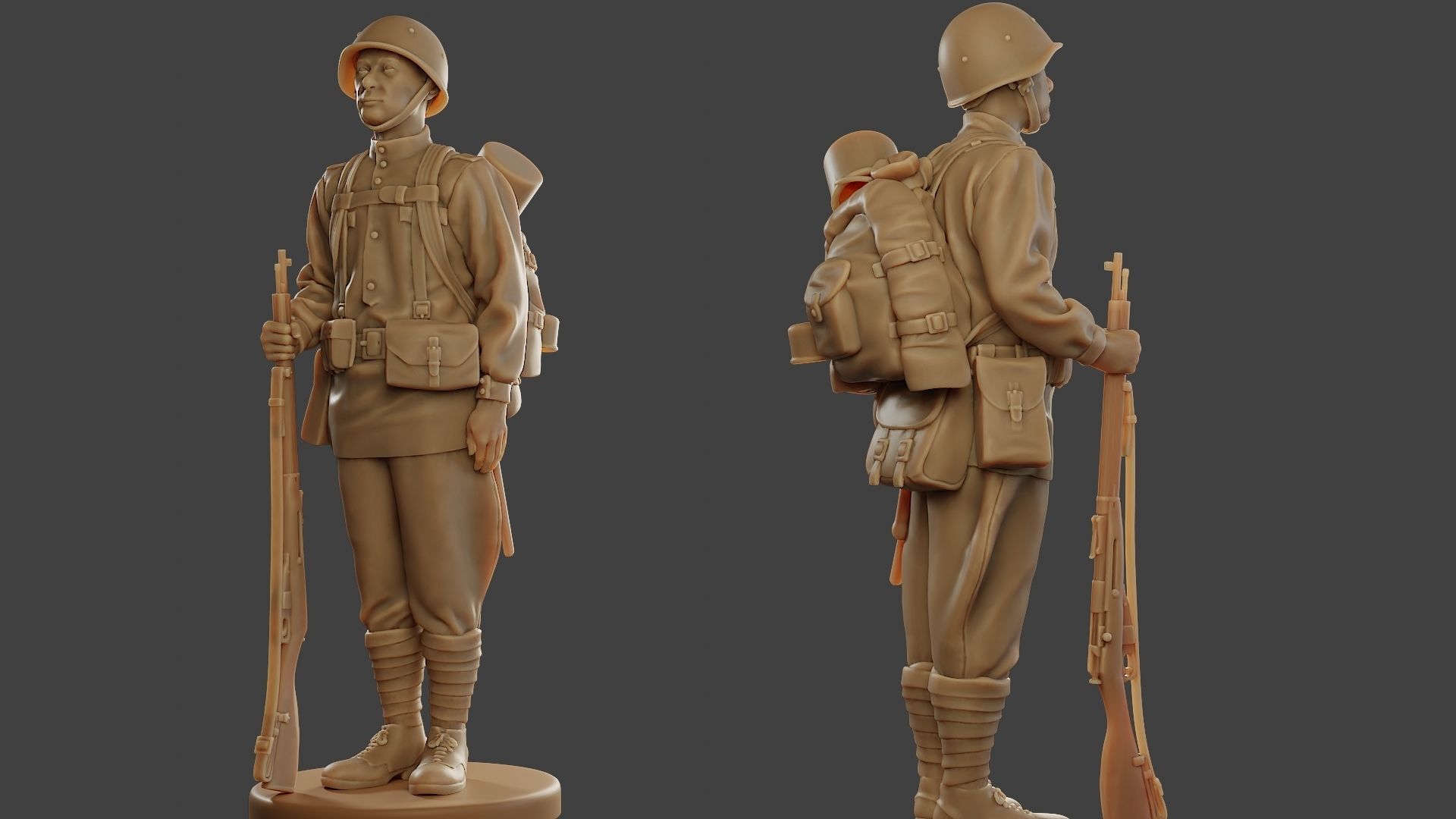 Russian soldier ww2 Attention R1 3D print model_1