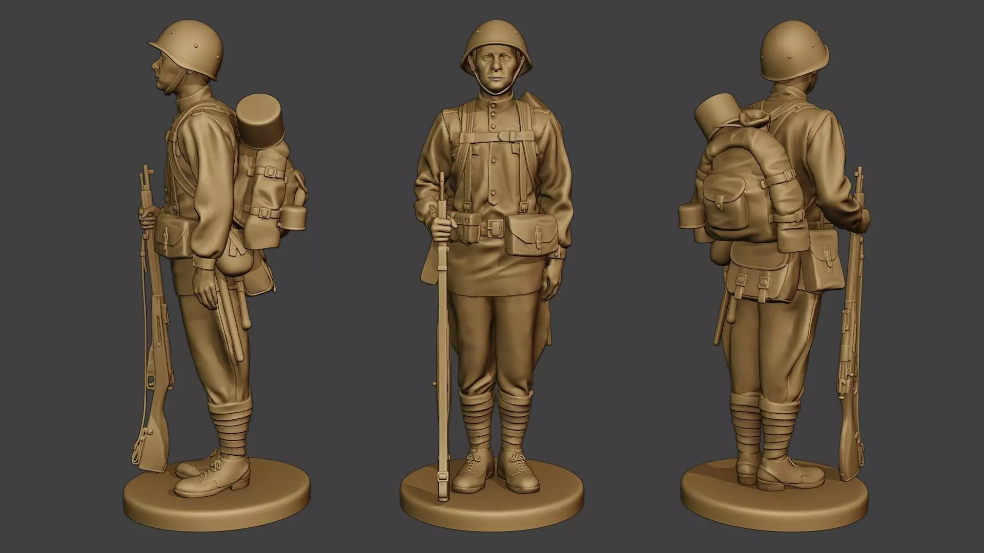 Russian soldier ww2 Attention R1 3D print model_0