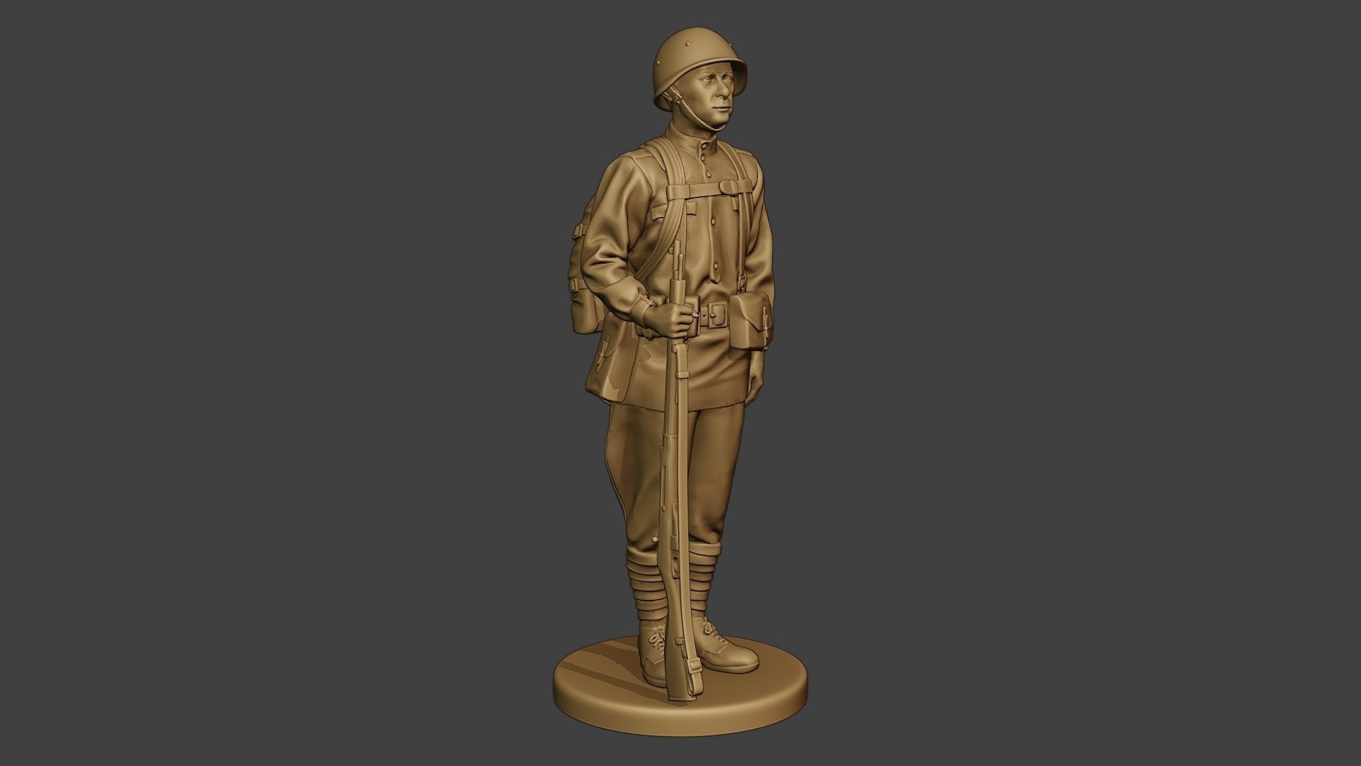 Russian soldier ww2 Attention R1 3D print model_10