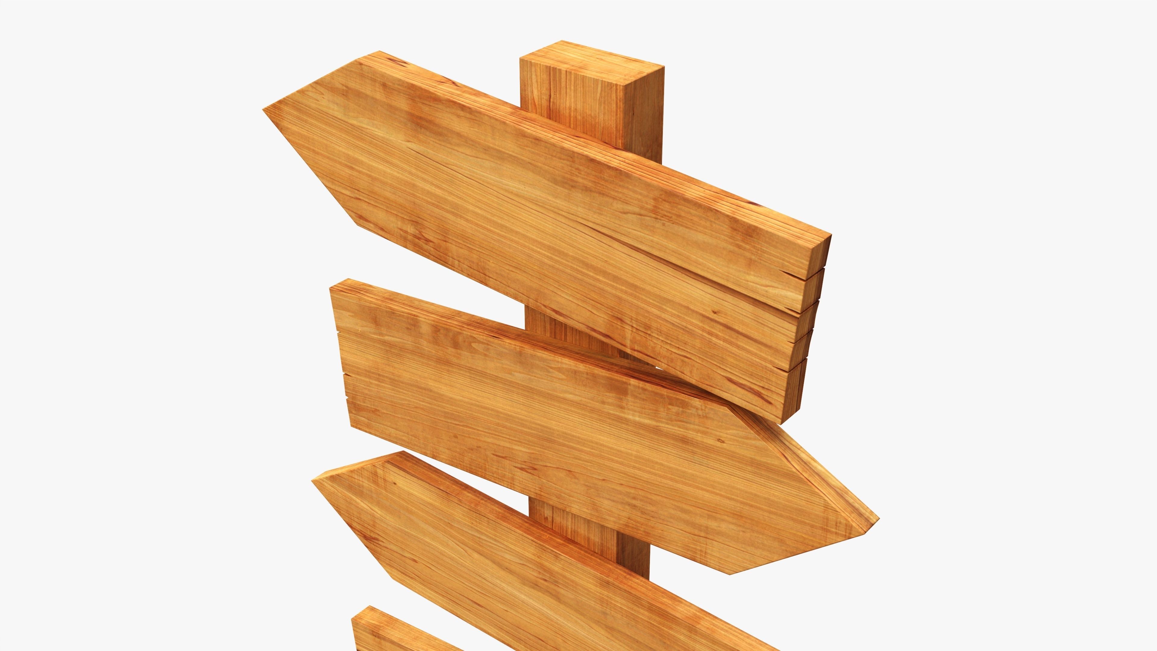 Signboards wooden 02 3D model_2