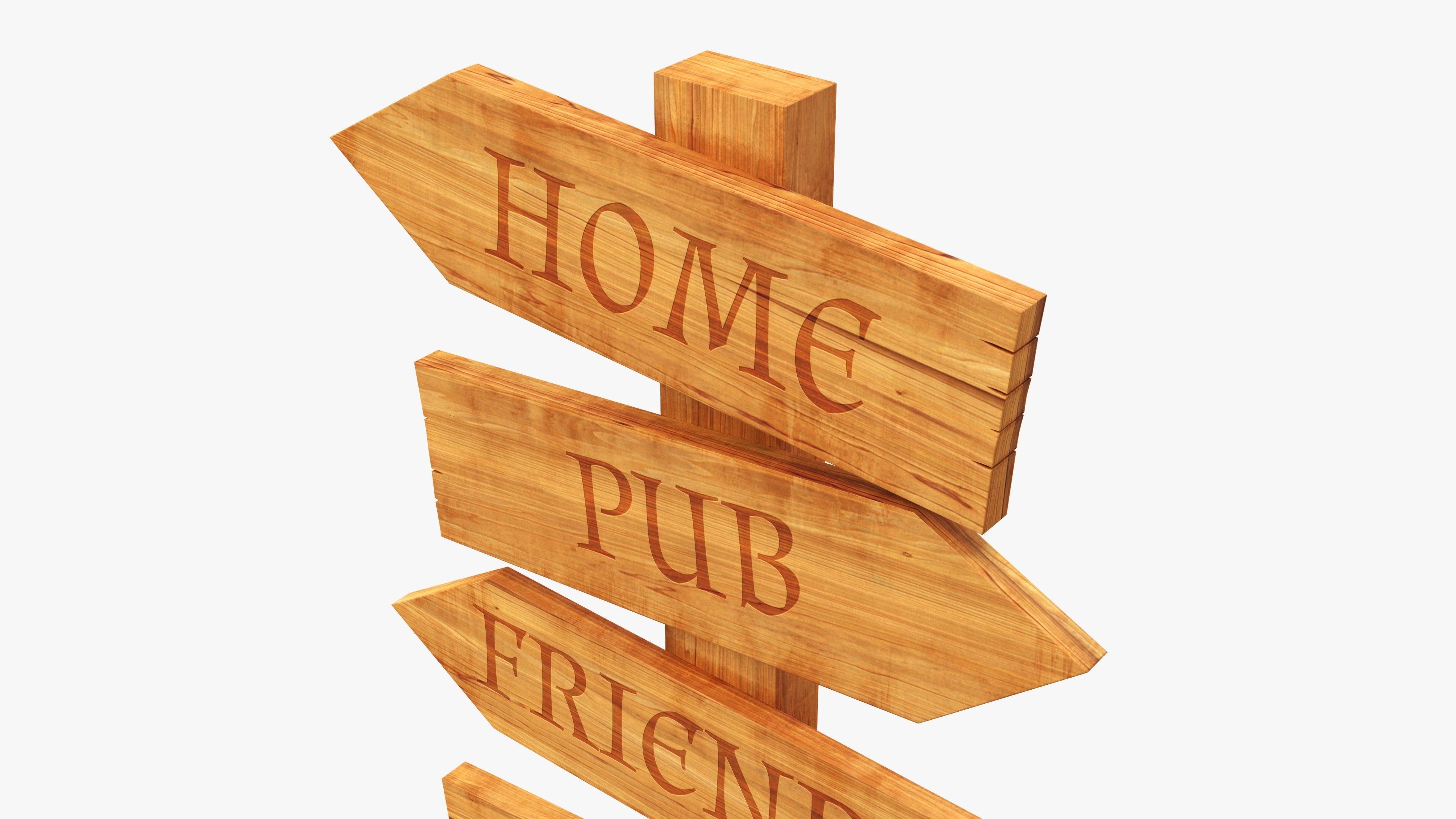 Signboards wooden 02v2 3D model_2