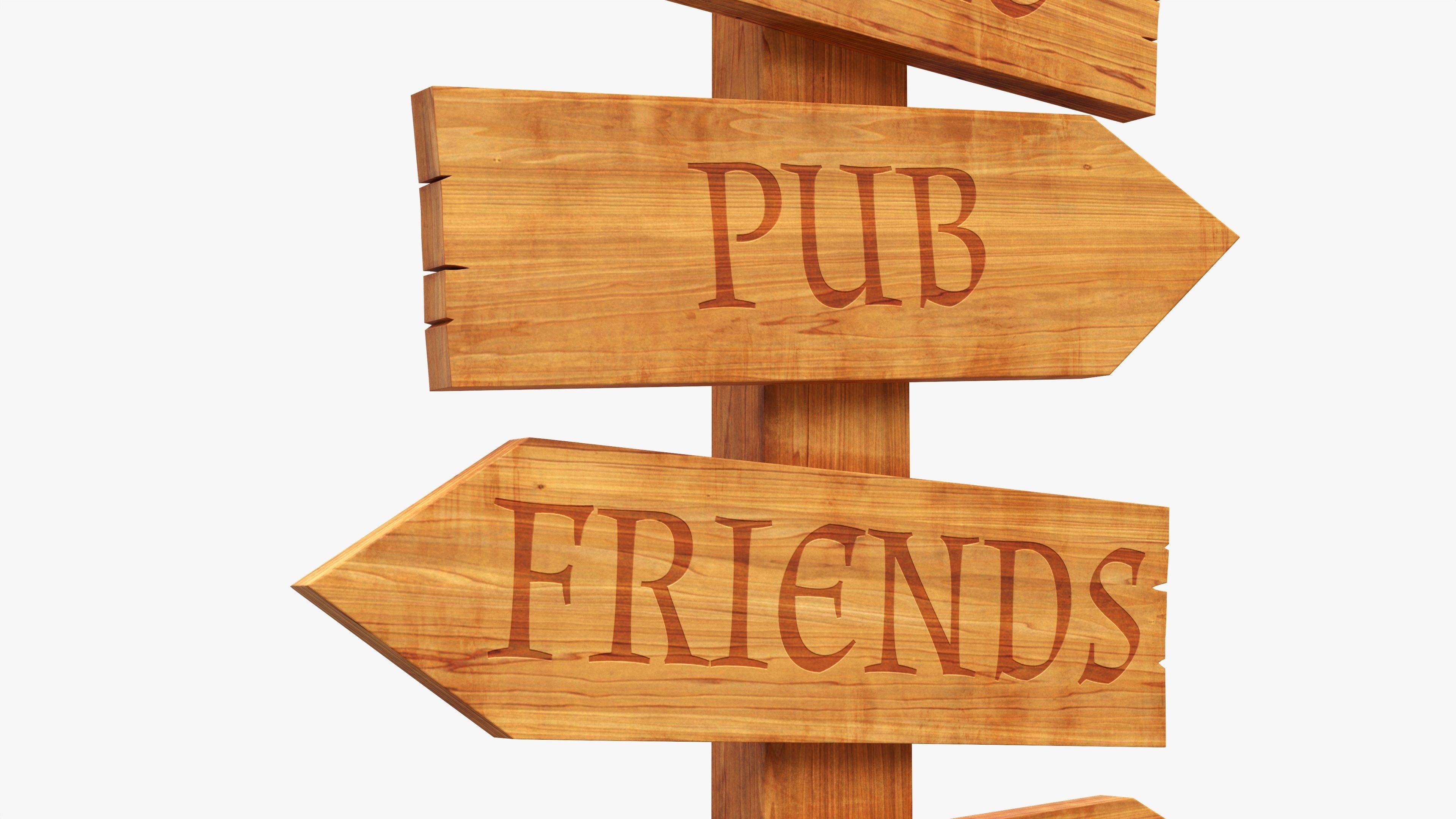 Signboards wooden 02v2 3D model_3