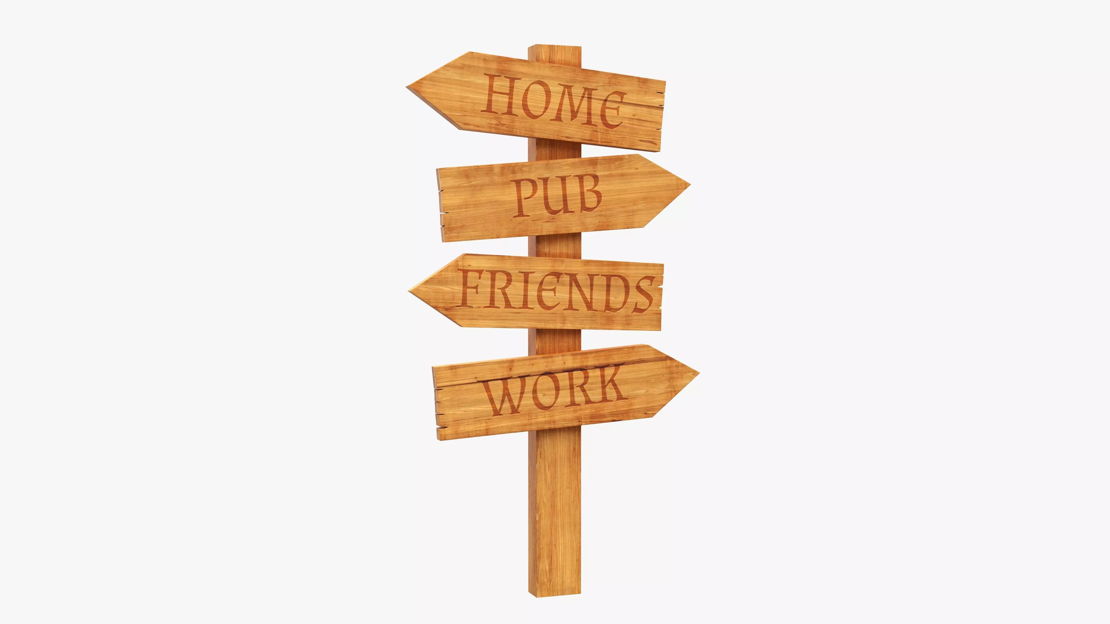 Signboards wooden 02v2 3D model_0