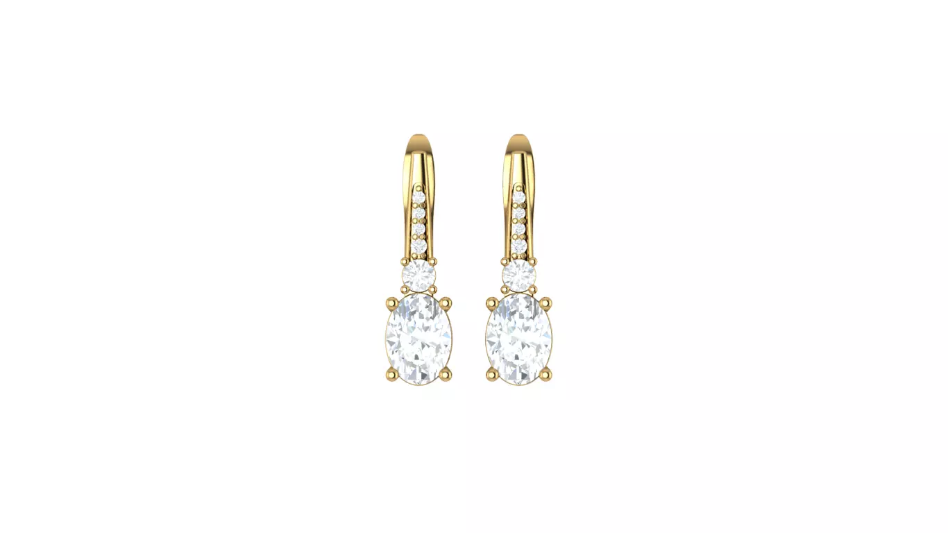 Earrings person gold with diamonds 3D print model_0