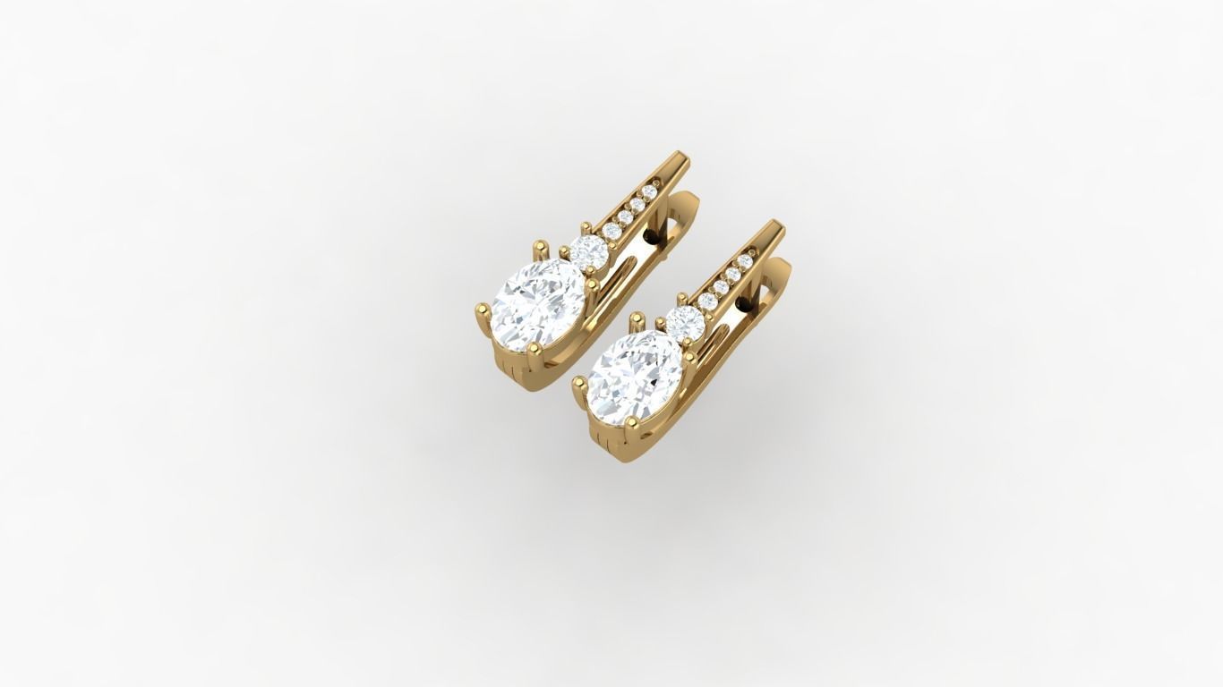 Earrings person gold with diamonds 3D print model_1