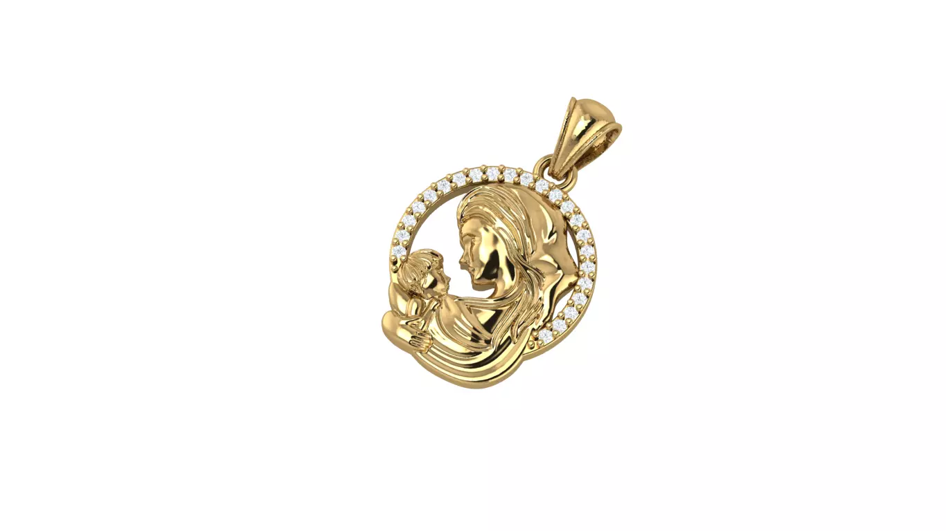 Pendant Mother with Child 3D print model_0