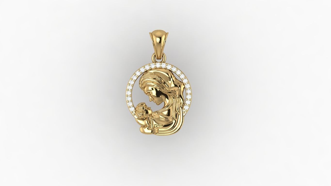 Pendant Mother with Child 3D print model_1
