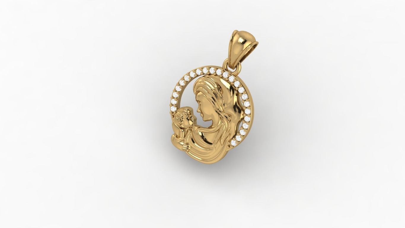 Pendant Mother with Child 3D print model_2