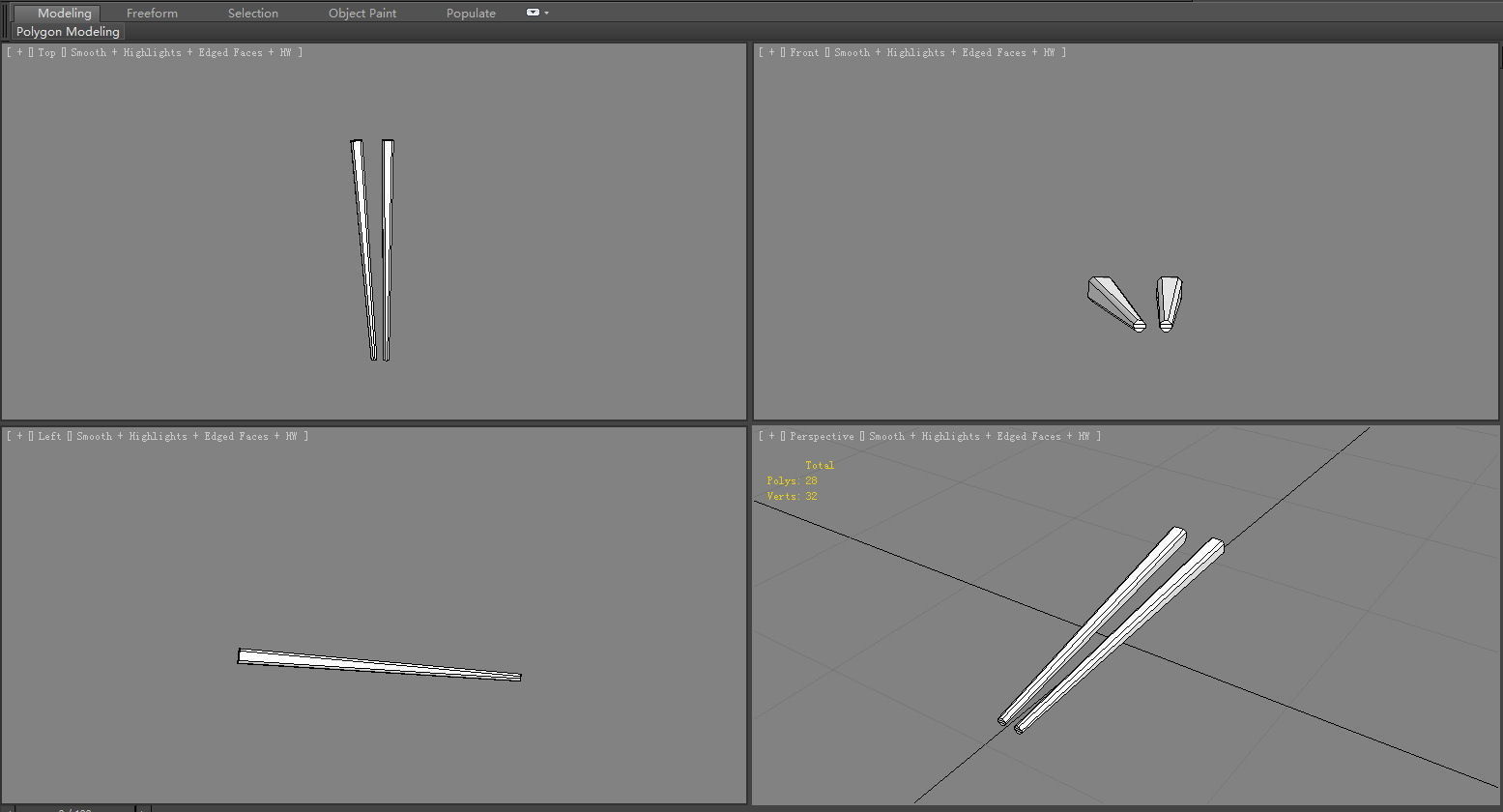 Cartoon mahogany chopsticks Low-poly 3D model_5