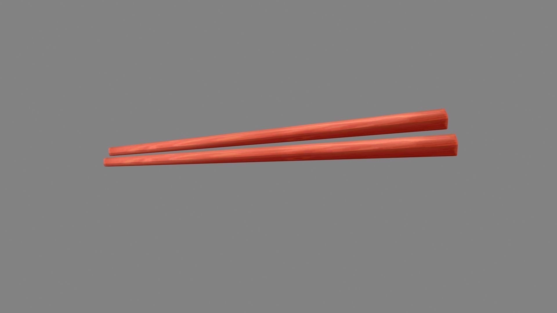 Cartoon mahogany chopsticks Low-poly 3D model_1