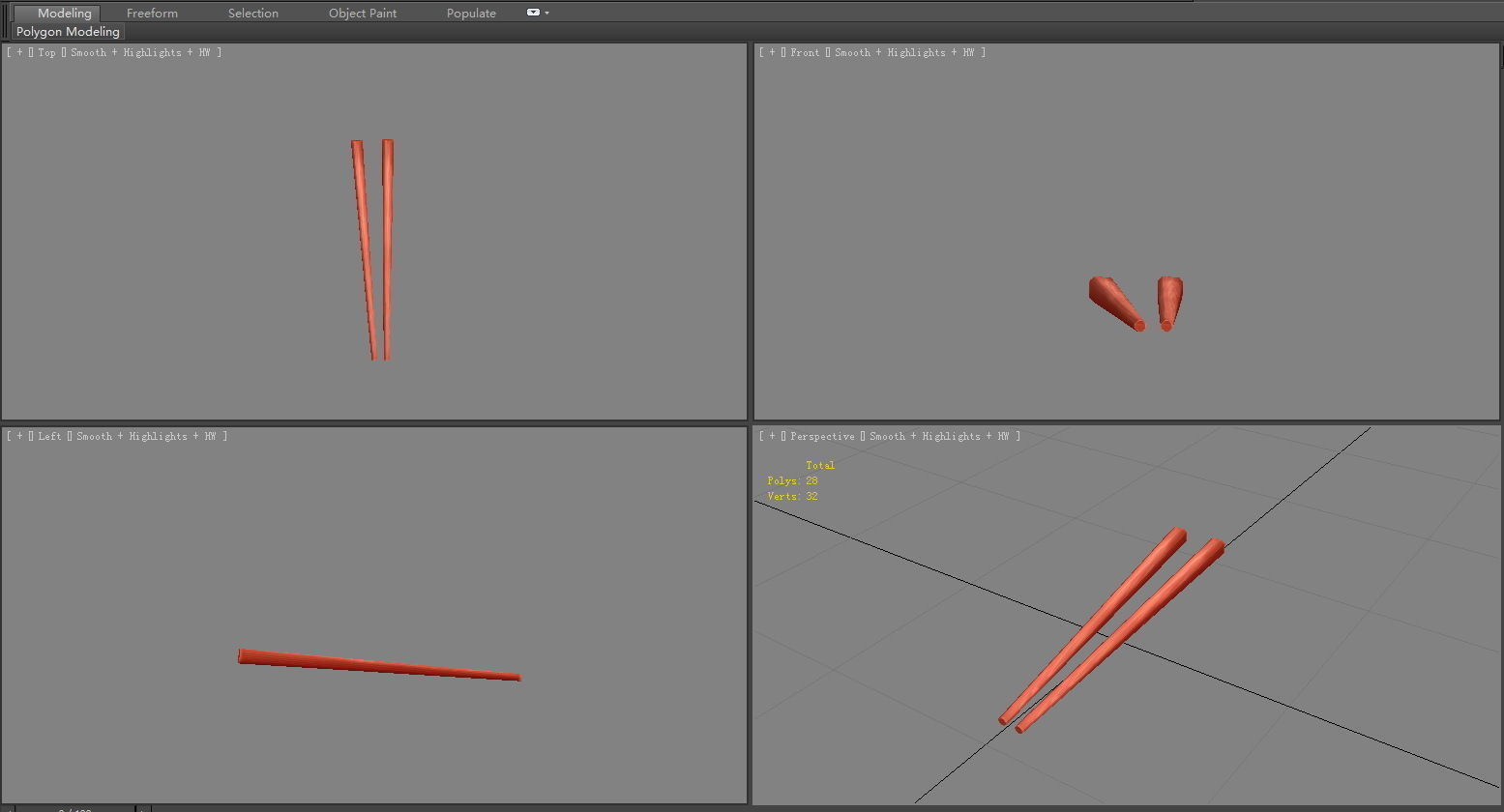 Cartoon mahogany chopsticks Low-poly 3D model_3