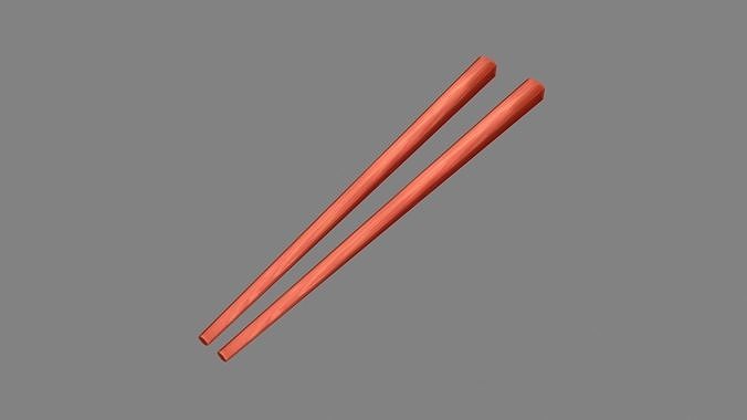 Cartoon mahogany chopsticks Low-poly 3D model