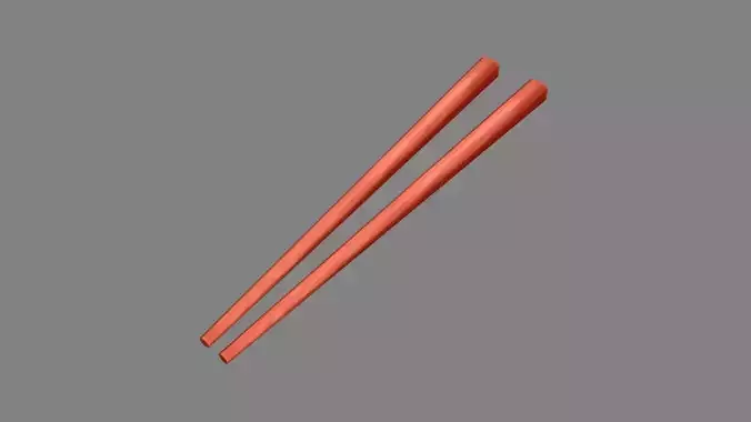 Cartoon mahogany chopsticks Low-poly 3D model