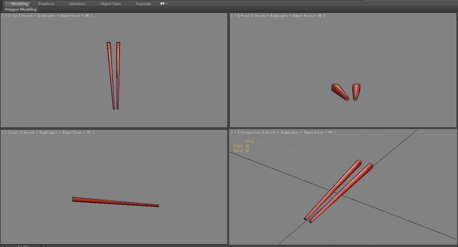 Cartoon mahogany chopsticks Low-poly 3D model_4