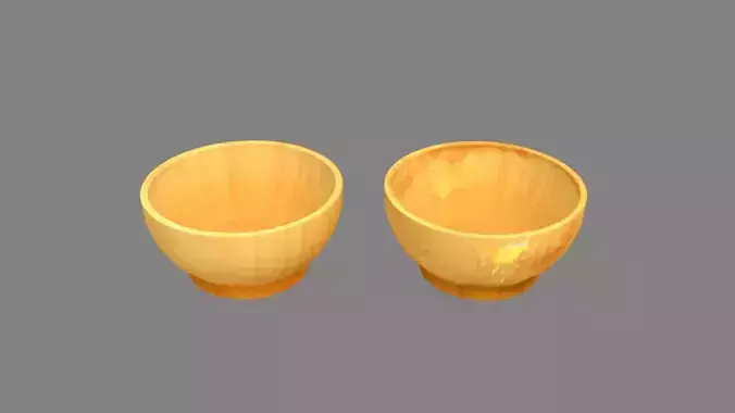 Cartoon wooden bowl - dirty bowl 
