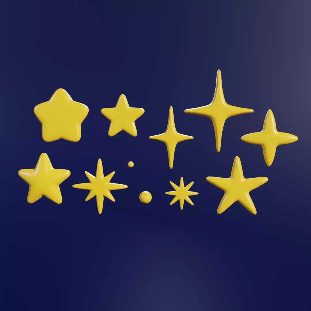 9 cartoon star models Low-poly 3D model_0