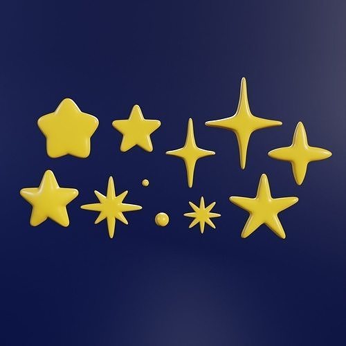 9 cartoon star models Low-poly 3D model