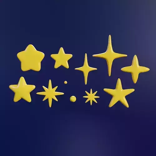9 cartoon star models Low-poly 3D model