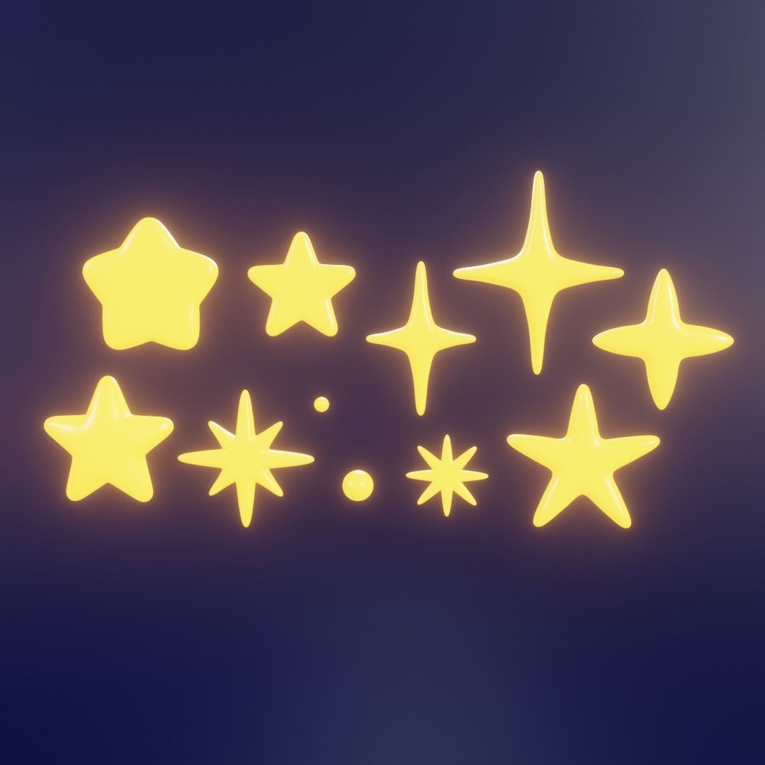 9 cartoon star models Low-poly 3D model_2