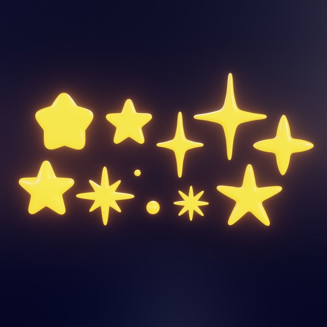 9 cartoon star models Low-poly 3D model_3